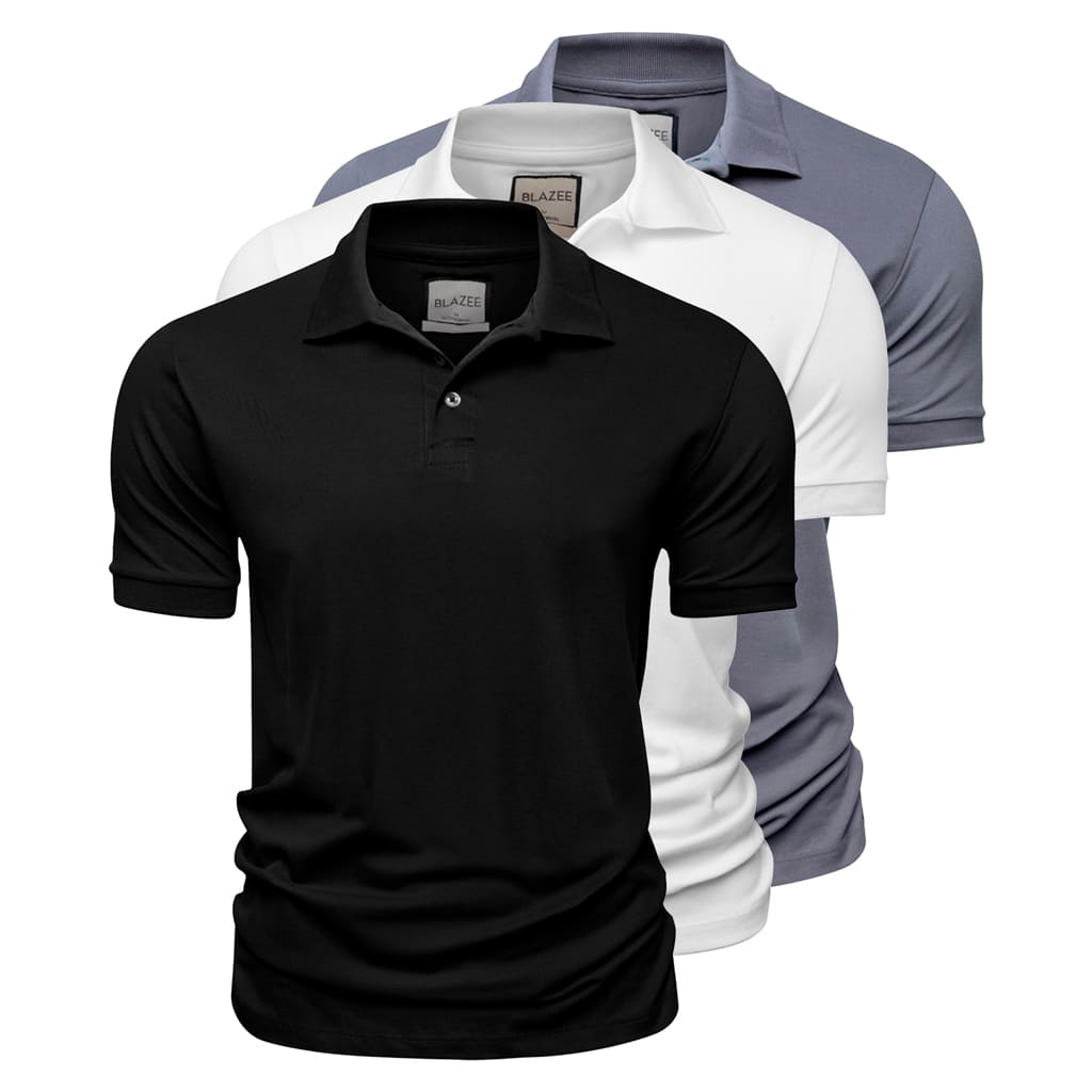 Kit 3 Polos Piquet Algodão Pima